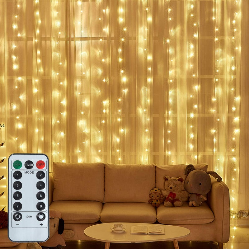 JMTGNSEP LED String Light 300 LED Lights 8 Modes Control Decoration USB Powered Waterproof Lights for Curtain Christmas Bedroom Party Wedding Home (9.8ft X 9.8ft ,White) - Image 1